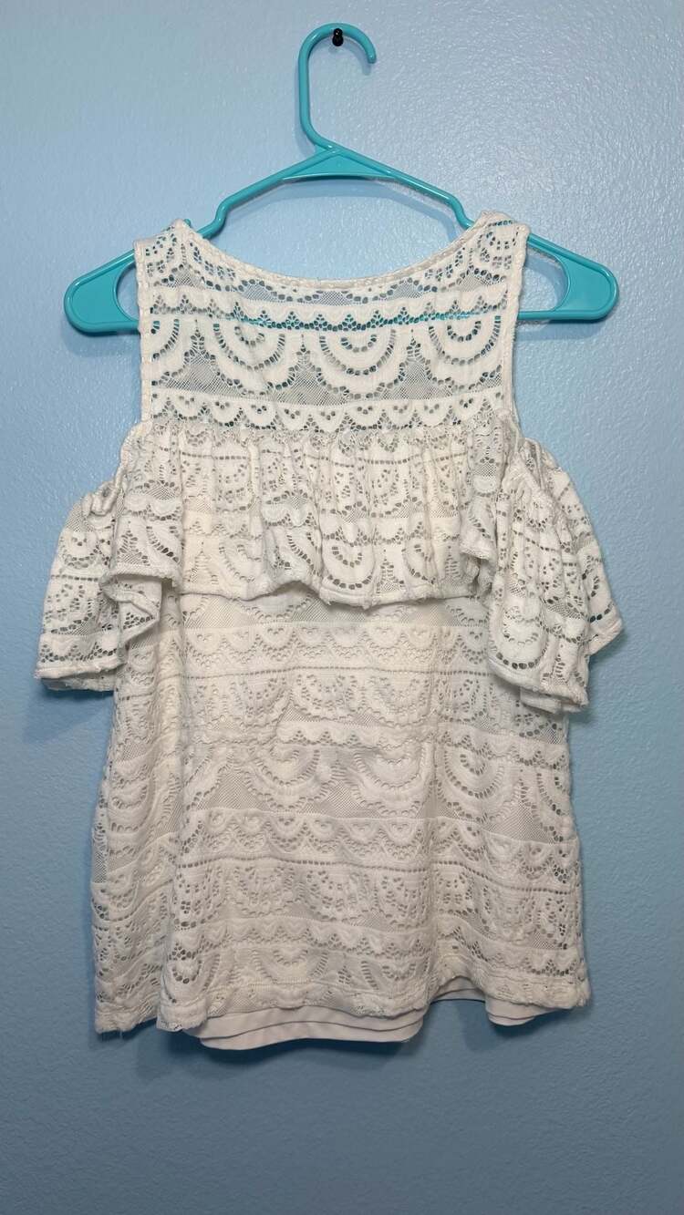 Lilly Pulitzer Lyra White Lace Cold Shoulder Ruffle Top Size S